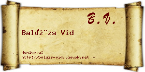 Balázs Vid névjegykártya